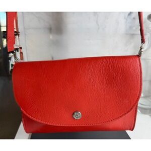 James Avery Retired Red Leather Crossbody Bag Silver Tone Button Detail RETIRED